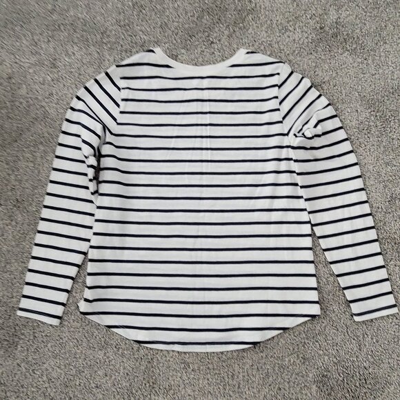 Old Navy Women's Everywear Stripe Crew Neck T-Shirt White with Blue Stripes NWT - Picture 6 of 12